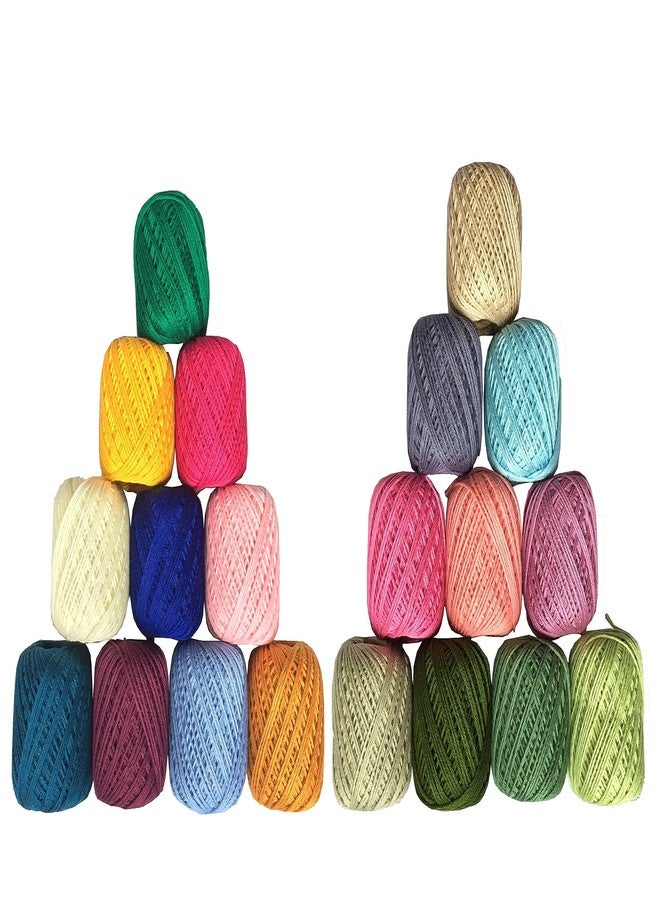 TE Cotton Tatting Thread Yarn For Knitting&Craft Making Combo 35 To 40 M Approximate&Thread Size Is 1 Mm(This Is Not A Woolen Yarn. This Is 1 Mm Yarn For Embroidery Work)(1St&2Nd)(Pack Of 20),120 Gram,Multicolour - Image 1